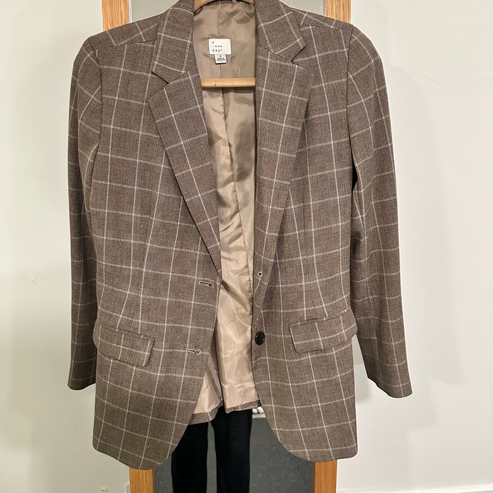a new day Tan Checkered Blazer